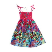 Fesfesfes Mommy And Me Boho Dress Tube Top Sling Beach Dress Mother Daughter Dresses Family Matching Dress with Necklace Gift