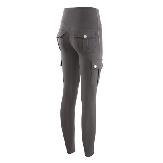 Fesfesfes Multi Pockets Stretchy Yoga Pants for Women Fitness Tight-fitting Sexy Sports Pants High-waist Quick-drying Running Hip Lift Trousers