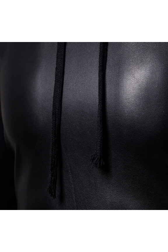 New Fall Long-sleeved Leather Casual Solid Color Men's Hooded Sweater