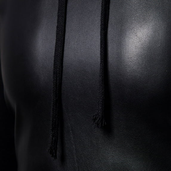 Fesfesfes New Fall Long-sleeved Leather Casual Solid Color Men's Hooded Sweater Clothes Sale