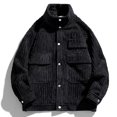 thumbnail image 1 of Fesfesfes New Fashion Casual Corduroy Coat Solid Color Cargo Jacket Cardigan Mock Neck Long Sleeve Hoodless Casual Outwear & Jackets Sale on Clearance, 1 of 5