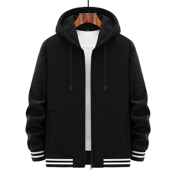 Fesfesfes New Fashion Casual Fleece Coat for Men's Fleece Long Sleeve Hoodless Casual Outwear