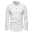 thumbnail image 1 of Fesfesfes New Long Sleeve Tops Dressy Blouse For Men Solid Color Casual Lapel Button Light Business Shirt, 1 of 6