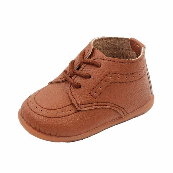 Fesfesfes New Spring Baby Walking Shoes Flat Bottom Soft Sole Breathable Sneakers for First Walking,Non-Slip Comfort for Indoor/Outdoor(Brown,15-18 Months)