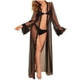 thumbnail image 1 of Fesfesfes New Women's Coverups Lace Sleepwear gauze gown bikini Swimwear Blouse Mesh Smock, 1 of 5