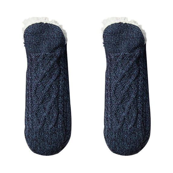 Fesfesfes New Woven And Velvet Indoor Socks Slippers Unisex Thicken Warm Home Bedroom Socks Slippers Non-slip Snow Socks Non-slip Thermal Socks