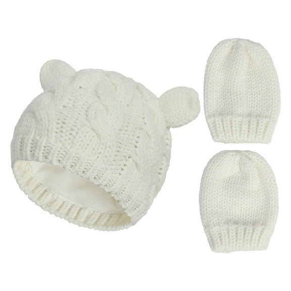 Fesfesfes Newborn Baby Beanie Gloves Set For Boy Girl Cap Cotton Knitted Winter Warm Hats+Gloves Set Sale Items