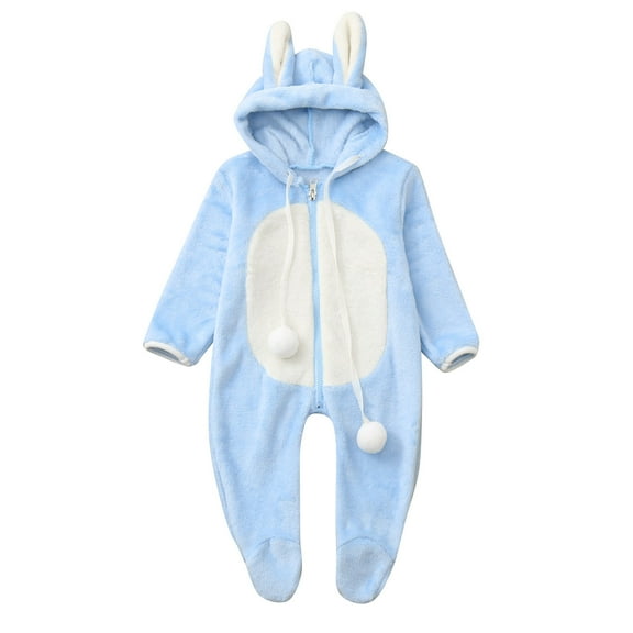 Fesfesfes Newborn Baby Bodysuit Boys Girls Winter Cute Ear Fleece Jumpsuit Romper Warm Outwear