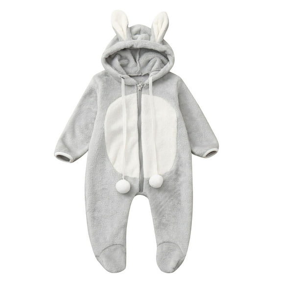 Fesfesfes Newborn Baby Bodysuit Boys Girls Winter Cute Ear Fleece Jumpsuit Romper Warm Outwear Summer Sale