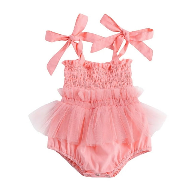 Fesfesfes Newborn Baby Girls Solid Color Strap One-Piece Swimsuit ...