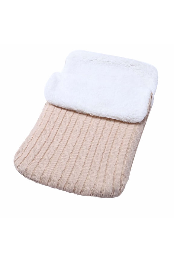 Newborn Baby Jumpsuit Blanket-Wrapped Baby Jumpsuit Plus Velvet Sleeping Bag Thick Knitted Warm Sleeping Bag Woolen Stroller Sleeping Bag Under $10