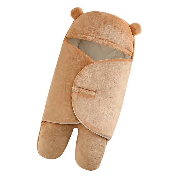 Fesfesfes Newborn Baby Jumpsuit Boy Girl Cute Print Flannel Receiving Sleeping Blanket Wrap Swaddle