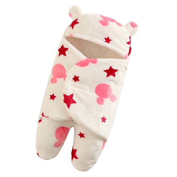 Fesfesfes Newborn Baby Jumpsuit Boy Girl Cute Print Flannel Receiving Sleeping Blanket Wrap Swaddle
