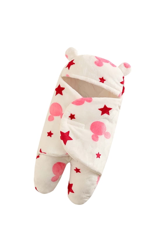 Newborn Baby Jumpsuit Boy Girl Cute Print Flannel Receiving Sleeping Blanket Wrap Swaddle