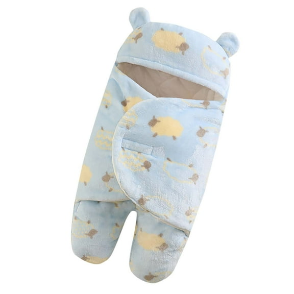Fesfesfes Newborn Baby Jumpsuit Boy Girl Cute Print Flannel Receiving Sleeping Blanket Wrap Swaddle or