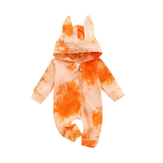 Fesfesfes Newborn Bodysuit Infant Baby Girls Boys Tie Dye Print Romper Hoodie Jumpsuit Sets Summer Saving Clearance