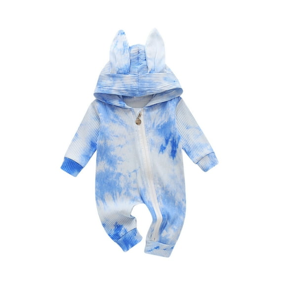 Fesfesfes Newborn Bodysuit Infant Baby Girls Boys Tie Dye Print Romper Hoodie Jumpsuit Sets