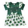 thumbnail image 1 of Fesfesfes Newborn Infant Baby Girl Dress St Patrick's Day Clovers Print Patchwork Princess Dress Spring Saving Clearance, 1 of 9