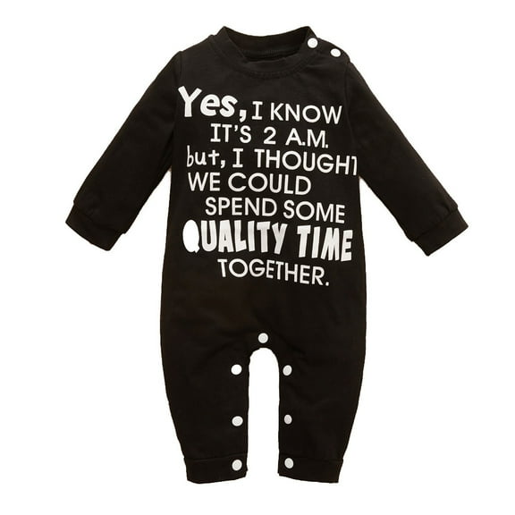 Fesfesfes Newborn Infant Baby Jumpsuit Boys Girls Cute Letter Keep Warm Romper Outfits Set Tops on