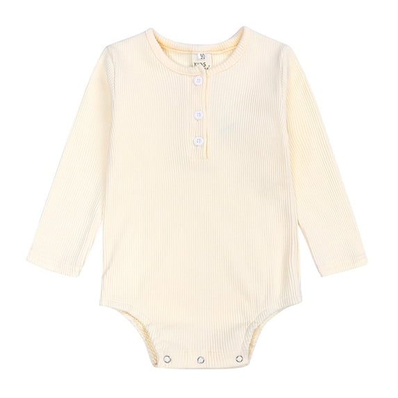 Fesfesfes Newborn Infant Baby Jumpsuit Girls Boys Solid Ribbed Romper Bodysuit Outfits Clothes Plus Size $10