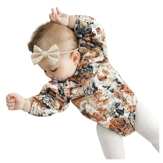 Fesfesfes Newborn Infant Baby Bodysuit Girls Fashion Long Sleeve Floral Romper Bodytsuit Outfits Summer Sale