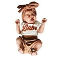 thumbnail image 1 of Fesfesfes Newborn Infant Neutral Baby Bodysuit Girls Letter Print Clothes Romper Pants Hairband Outfits Set, 1 of 9