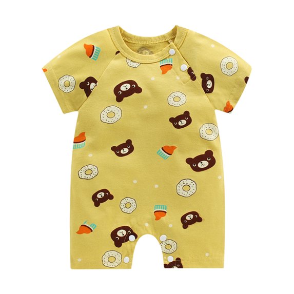 Fesfesfes Newborn Infant Onesie Baby Girls Boys Bodysuit Summer Short Sleeve Sleepwear One-piece Cartoon Romper Jumpsuit On Sale