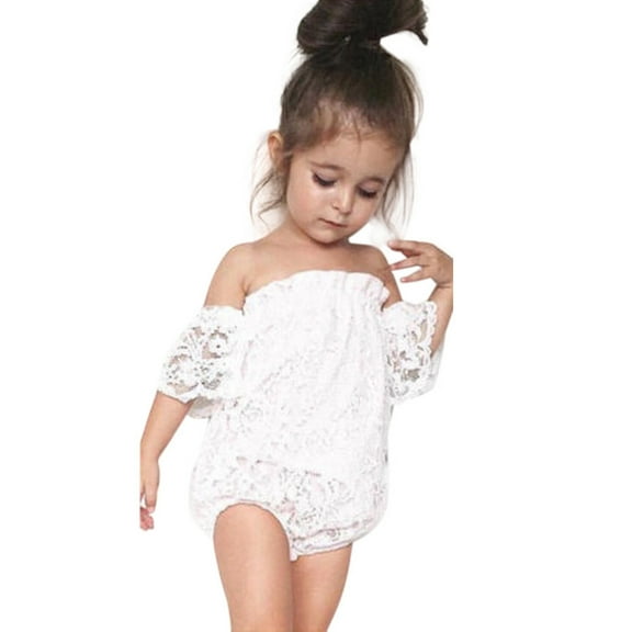 Fesfesfes Newborn Infant Onesie Baby Girls Flower Lace Romper One Piece Bodysuit Outfits Clothes
