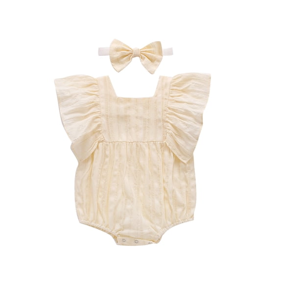 Fesfesfes Newborn Infant Onesie Baby Girls Ruffles Ruched Solid Romper Bodysuit Casual Clothes