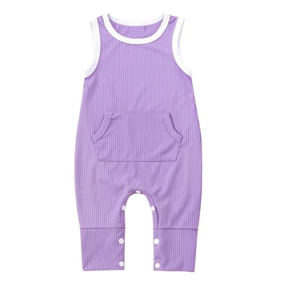 Fesfesfes Newborn Onesies Infant Baby Girls Boys Sleeveless Ribbed Solid Knit Jumpsuit Clothes