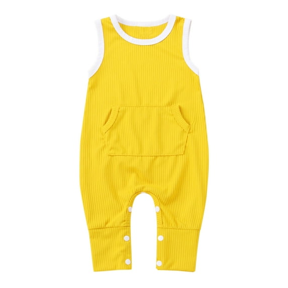 Fesfesfes Newborn Onesies Infant Baby Girls Boys Sleeveless Ribbed Solid Knit Jumpsuit Clothes