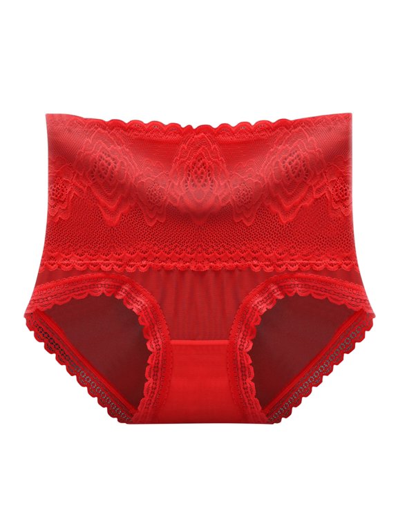 No Show Panties For Womens Solid Color Briefs Ventilate Lace Netting High Waist Underpants