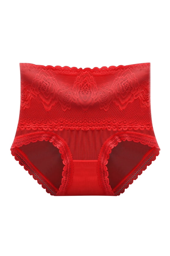 No Show Panties For Womens Solid Color Briefs Ventilate Lace Netting High Waist Underpants