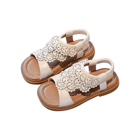 Fesfesfes One-Strap Baby Girl Sandals Princess Soft Sole Shoes with Open Toe Non-Slip Beach Walking Sandals for Summer and Spring(White,2.5 Years)