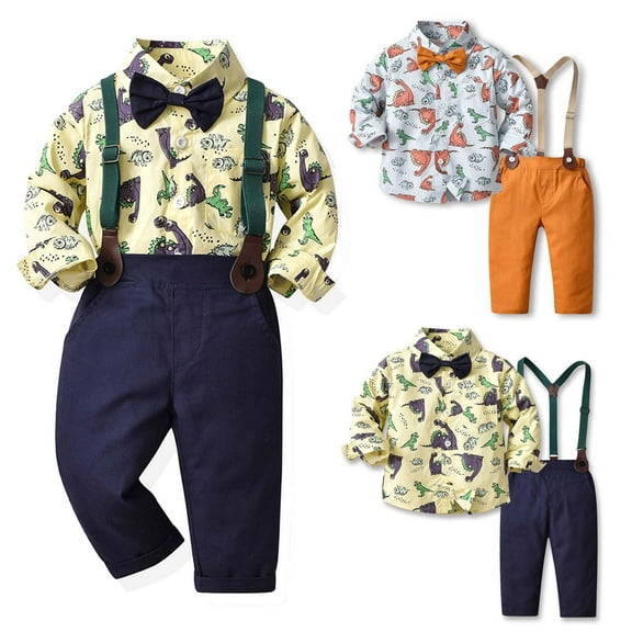 Fesfesfes Baby Girl Outfits Boys Spring Long Sleeve&Strap Pants Suit Outfit For Baby Toldders Printing, Photography Performance Set