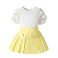 thumbnail image 1 of Fesfesfes Outfits For Kids Kids Girls Summer Outfits Toddler Girls Short Sleeve Shirts Tops Pleated Skirt Set 2Pcs Clothing For Girls 18 Months-5 Years 4-5 Years, 1 of 3