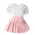 thumbnail image 1 of Fesfesfes Outfits For Kids Kids Girls Summer Outfits Toddler Girls Short Sleeve Shirts Tops Pleated Skirt Set 2Pcs Clothing For Girls 18 Months-5 Years 5-6 Years, 1 of 3