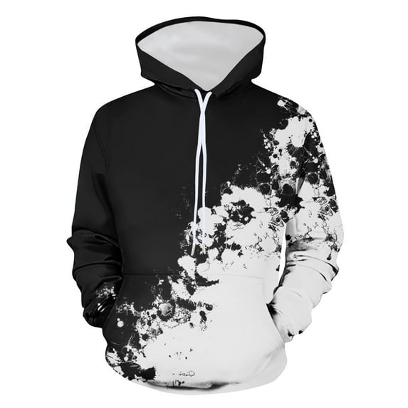 Fesfesfes Oversized Hoodie for Men Hooded Sweater Non Color Matching Print Pullover Casual Long Sleeved Top Mens Hoodie On Sale