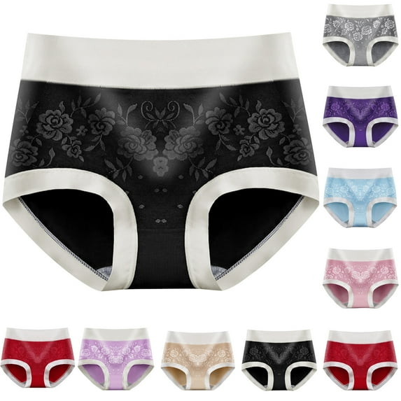 Fesfesfes Panties For Womens Fashion Solid Lace Briefs Comfortable Cotton High Waist Underwear Women Sexy Panties