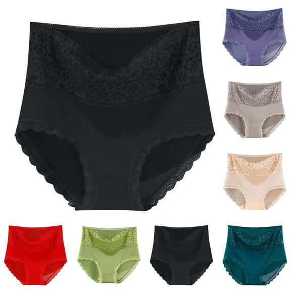 Fesfesfes Panties Women Solid Color Underwear High Waisted Lace Tight And Breathable Underwear Panties