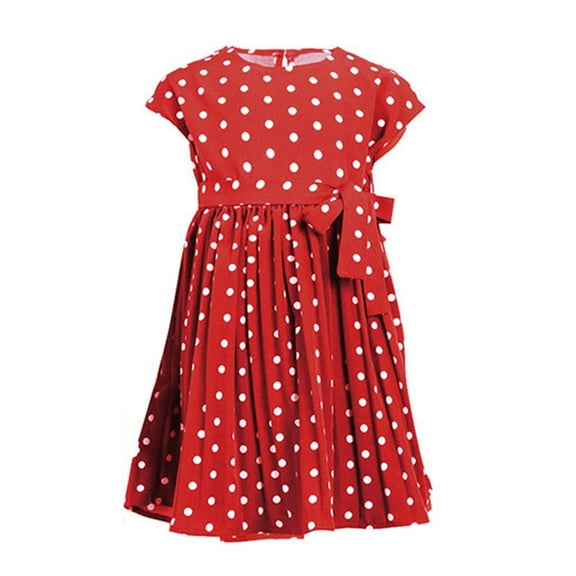 Fesfesfes Parent-child Dress Holiday Polka Dot Waist Lace Up Causal Dress Mother And Daughter Dress Mommy And Me Boho Beach Dress