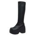 thumbnail image 1 of Fesfesfes Platform Boots for Women Fashion Slouchy High-Heels Knee High Boots 12CM Thick Sole Wedge Round-Toe Boots US:4(35), 1 of 9