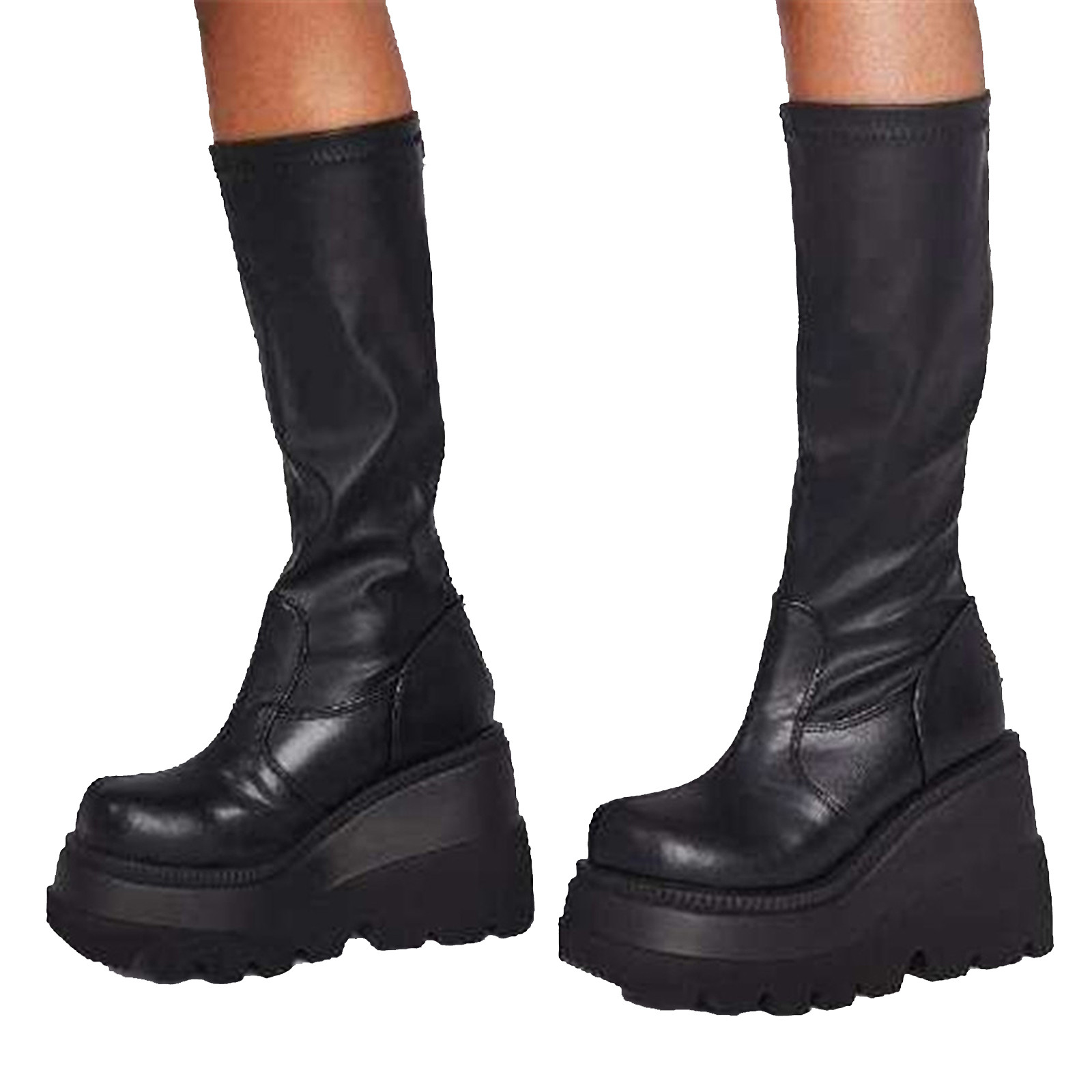 Botas de Plataforma para Mujer, Suela Gruesa, para Jóvenes, Talla Grande, Plataforma Sintética, US:7(39)