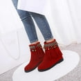 thumbnail image 1 of Fesfesfes Platform Boots for Young Ladies Fashion Large Size Women Low Heeled Shoes Retro Tassel Short 4.5(35), 1 of 9