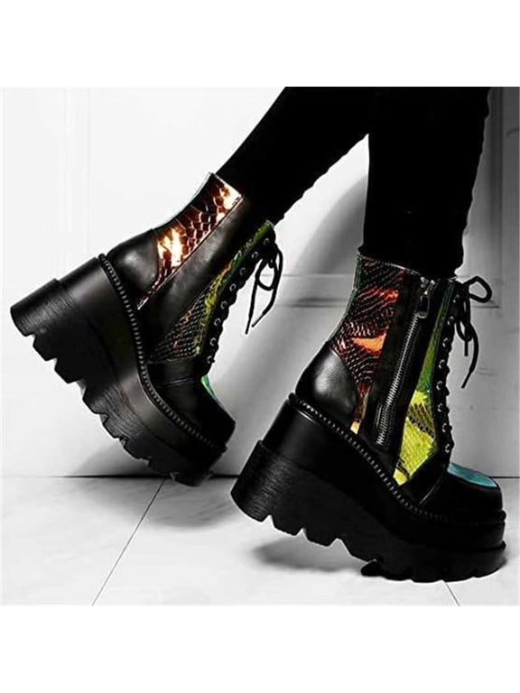 Platform Boots for Young Ladies Fashion Thick Soled Large Size Short Women Platform Synthetic 7.5(40)