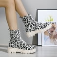 thumbnail image 1 of Fesfesfes Platform Boots for Young Ladies Ladies And Winter Sponge Cake Thick Bottom Round Toe Leopard Print British Fashion Heel Ankle Boots 5.5(36), 1 of 7