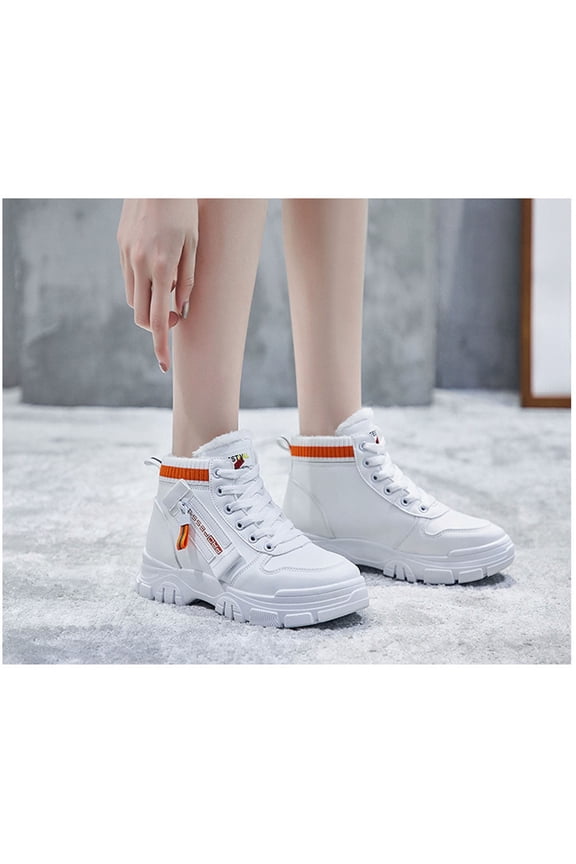 Platform Boots for Young Ladies Plus Fleece Women Winter Warm Short Thick-soled Thick 6(37)