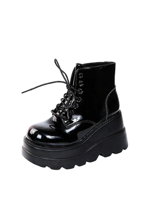 Platform Boots for Young Ladies Women Retro Flat Platform Boots Dressy Shoes Casual Plus Size Teen Girls Boots 9(42)