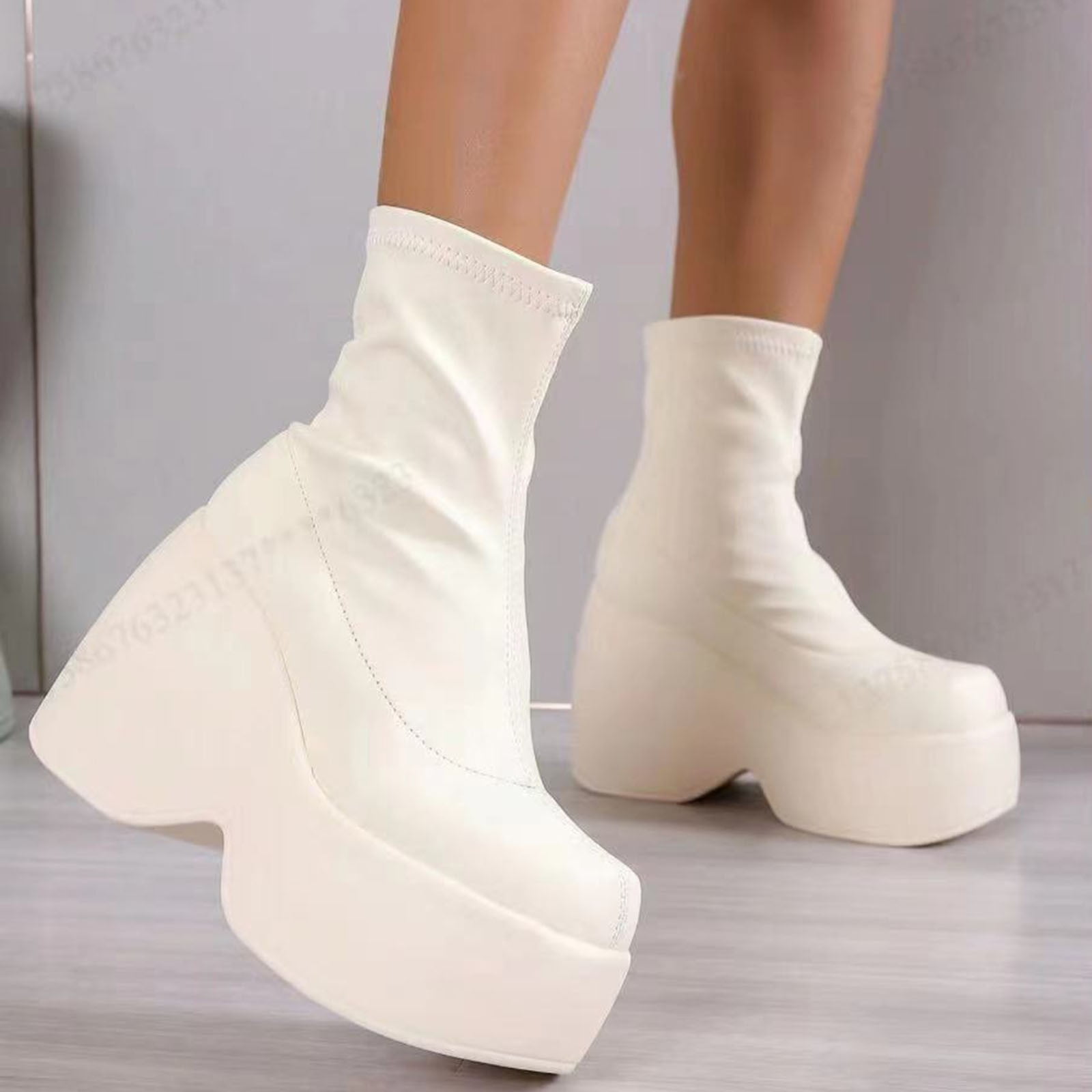 Fesfesfes Platform Boots for Young Ladies Women's Shoes Fashion Retro ...