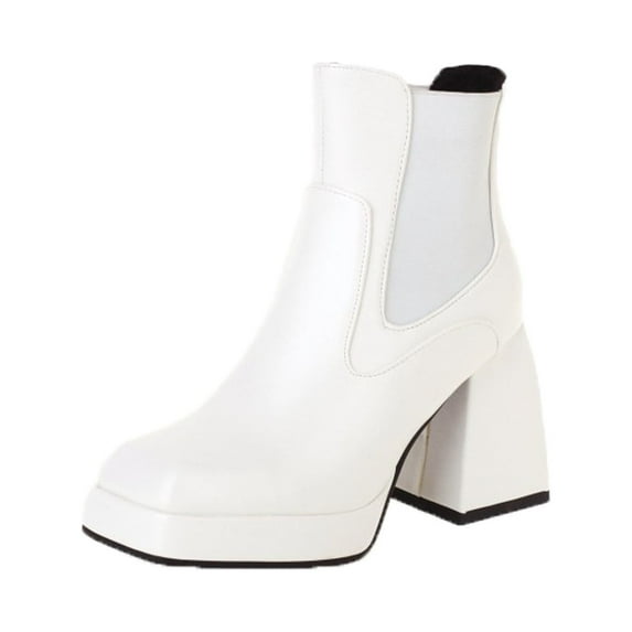 Fesfesfes Platform Boots for Young Ladies Women's Velvet Thick Soled Thick High Heeled Platform Sleeve Low Top 9(42)